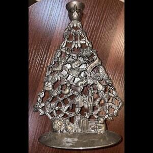 Vintage Godinger Holiday Collection Christmas Tree Silverplated Candle Holder 94